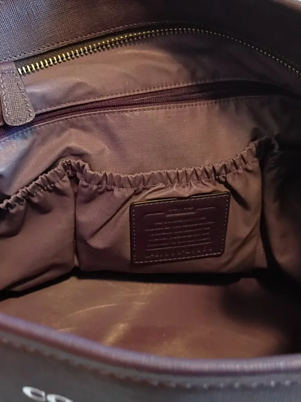 Coach Purple Saffiano Leather Diaper Tote Bag